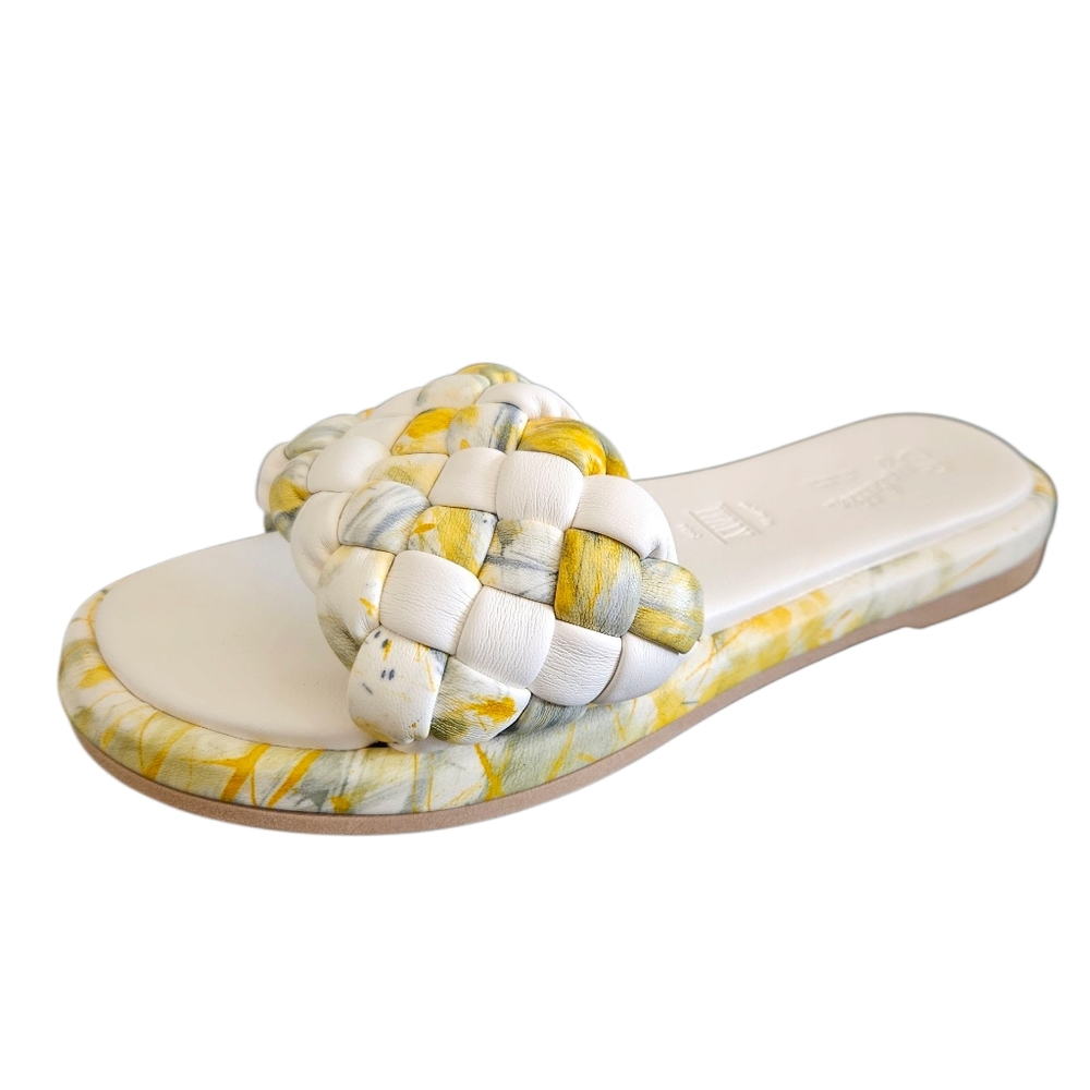 Seychelles Bellissima White and Yellow Braided Sandals Size 6